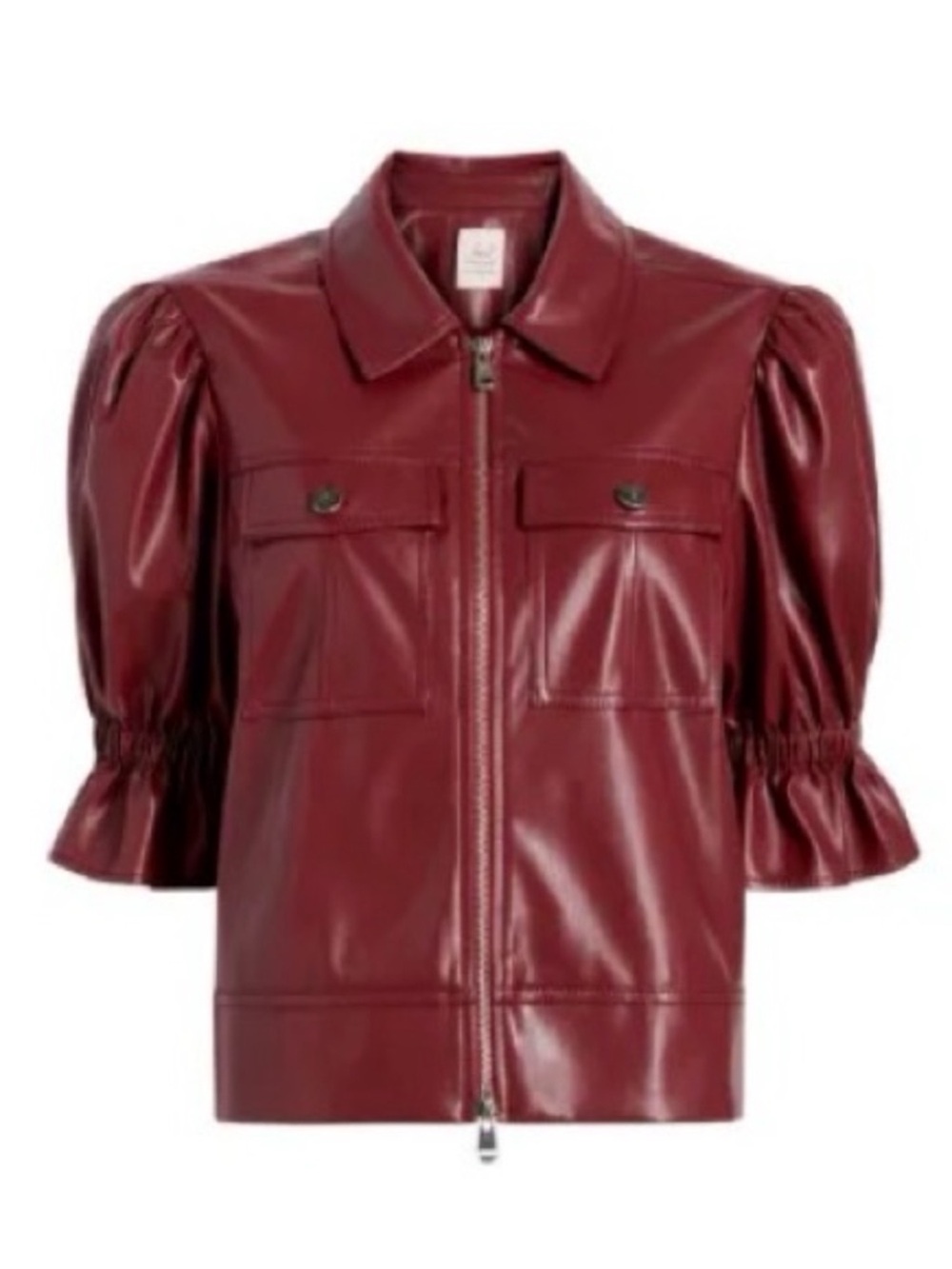 NWT Cinq à Sept Holly Vegan Leather Jacket Wine Medium